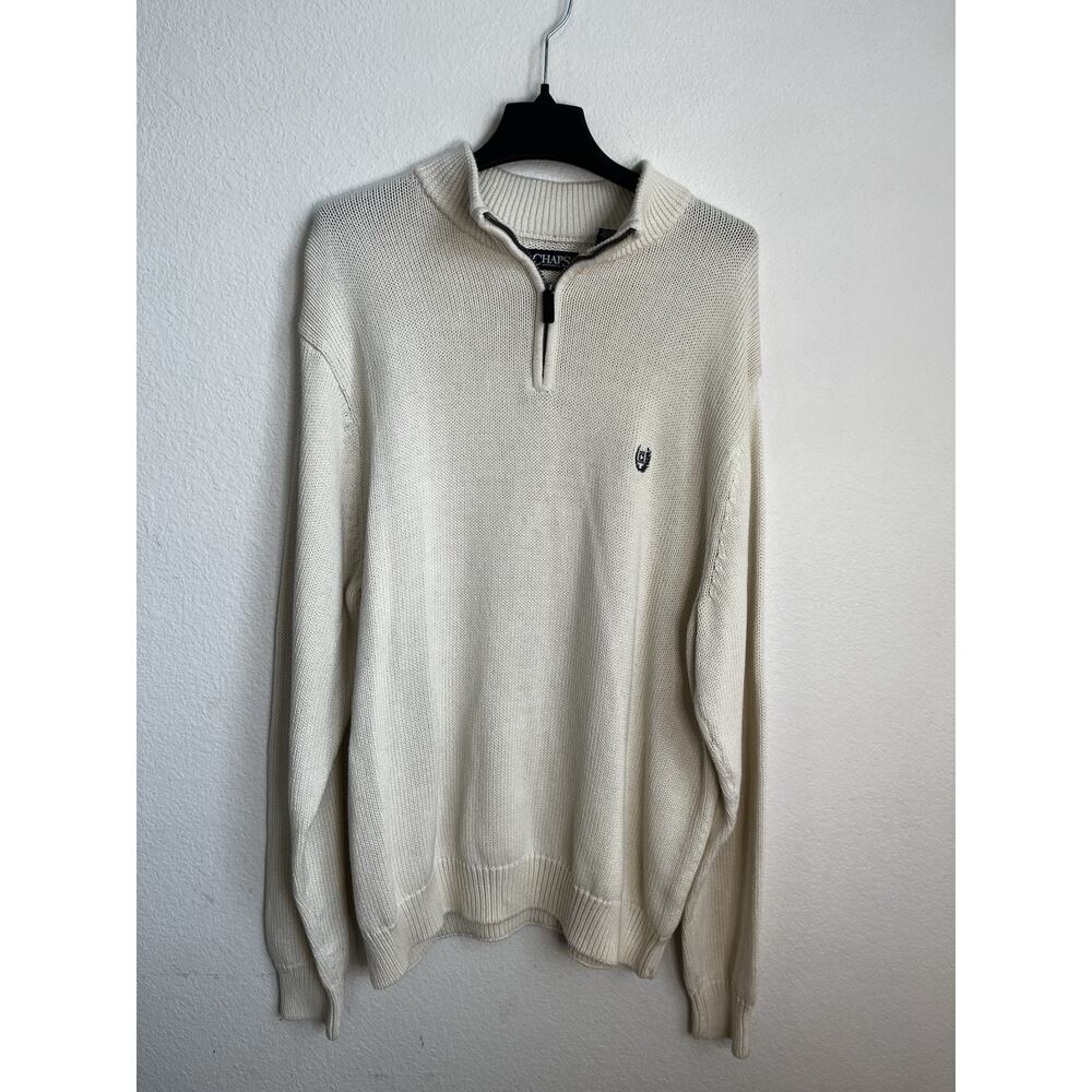 CHAPS Men’s CREAM 1 Pullover 1/4 ZIP Sweater XXL